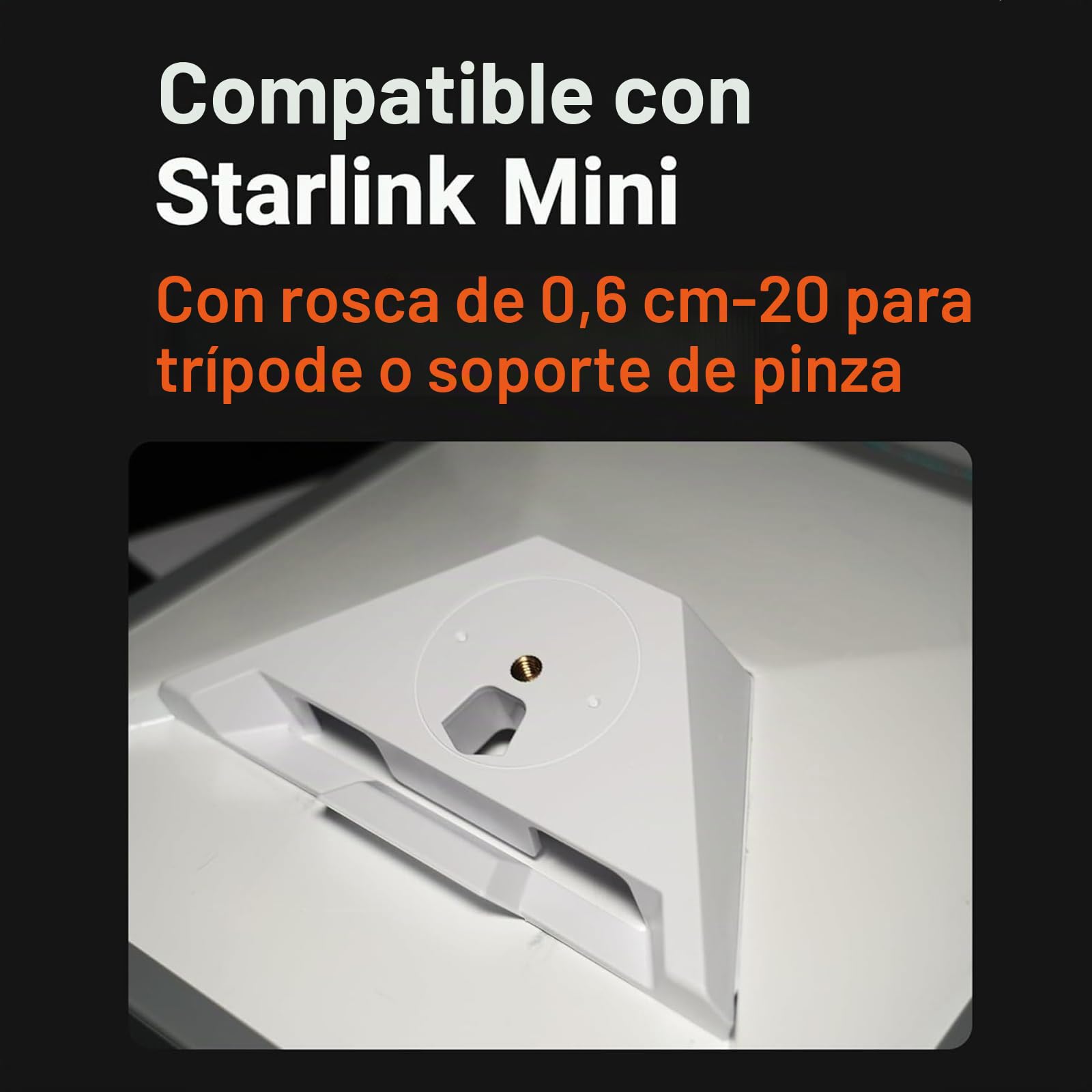 Starlink - Mini adaptador de montaje con soporte de plástico roscado de 1/10.2 cm-20 compatible con trípodes, caravanas y configuraciones al aire libre, ligero y fácil de instalar, mini