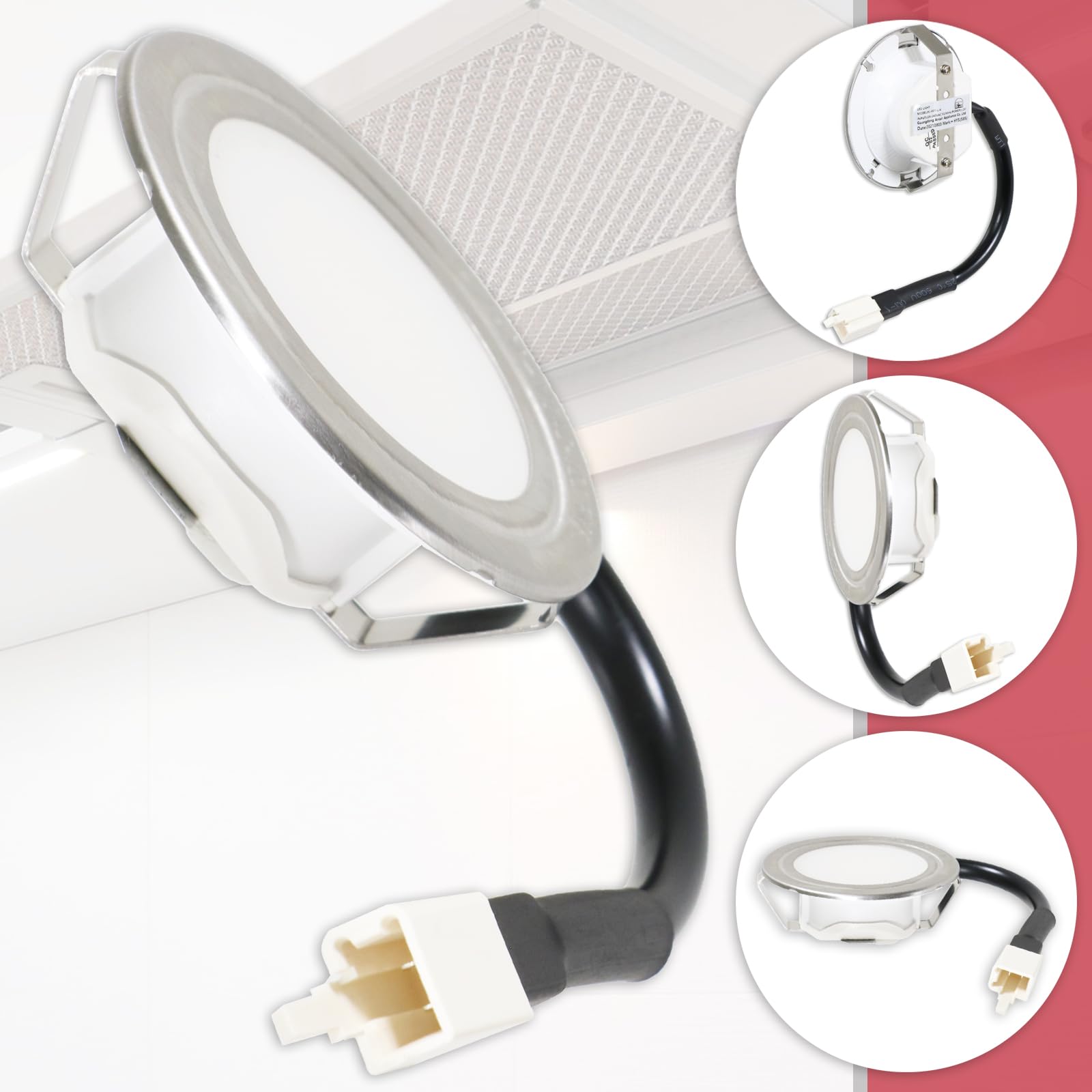 SPARES2GO LED-Licht für Candy CBG CCE CGM Dunstabzugshaube, Abluft-Lampe (Silber, 68 mm, G4)