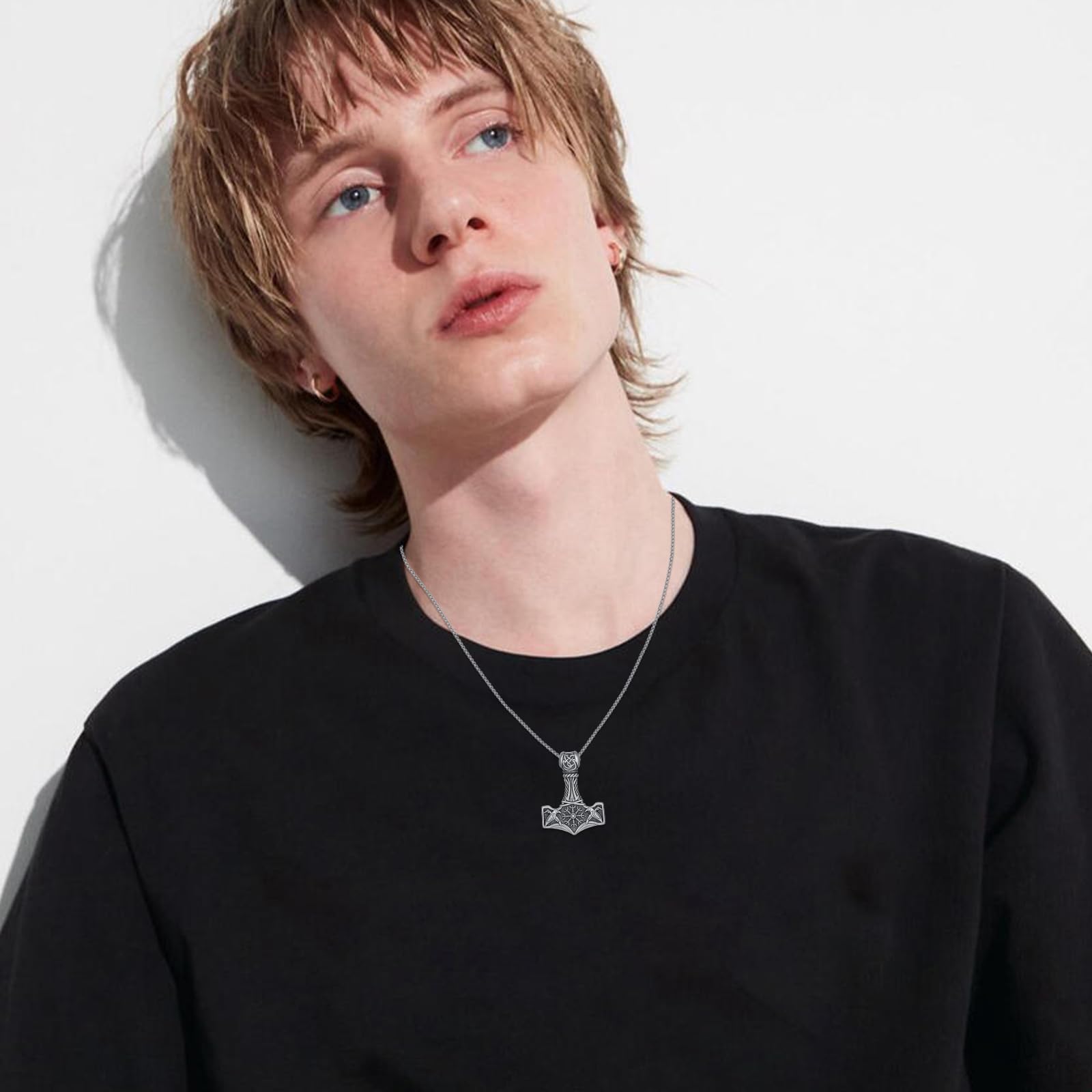 PAEYFO 925 Sterling Silber Wiking Halskette für Männer Damen