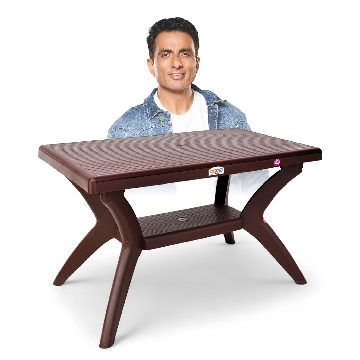 AVRO FURNITURE Magna Cross Legged Rectangular Shape 6 Seater Plastic Dining Table for Home, Dining Room, Office,Restaurants, Cafeterias, Garden|Indoor and Outdoor|1 Dining Table|Color Brown