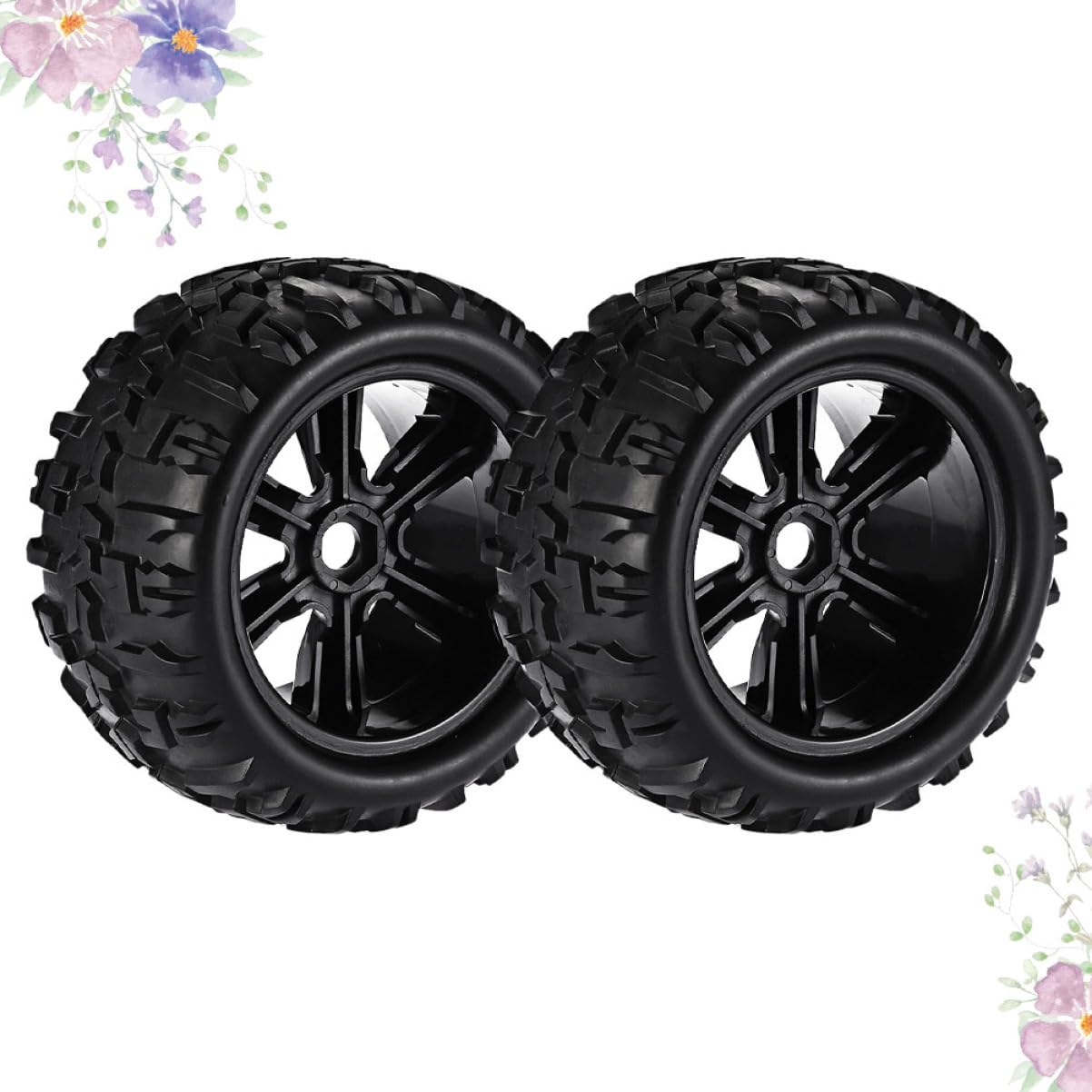 HEMOTON Accessoires pour Voiture Tout- Rc à L'échelle 1/8 - Pack de 2 Jantes Et Pneus - Stabilité Élevée Et Adhérence Supérieure sur Les Terrains