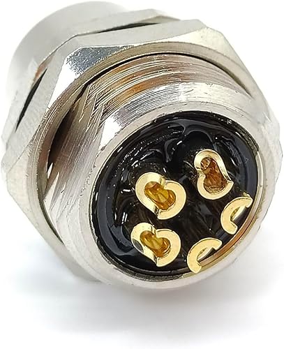 Miniatura 5 de Elecbee 5 Pin M12 Conector Cable K-Coding Femenino Recto Impermeable Panel de Montaje Trasero Receptáculos Cable Tipo de Soldadura Shiled Hembra