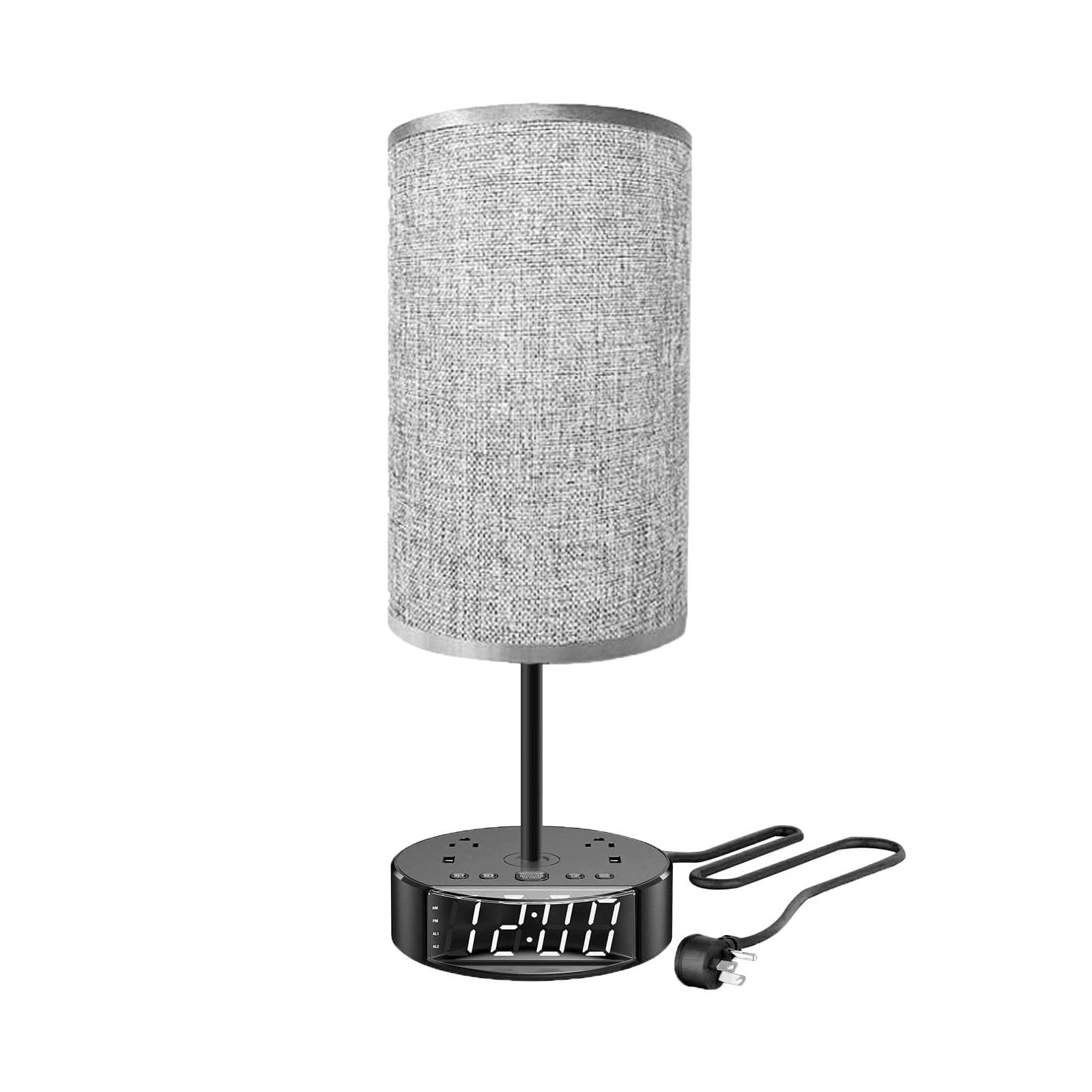 Photo 1 of ZONV Touch Control Nightstand Light Bedside Table Lamp with USB C Charging Ports Alarm Clock 3 Way Dimmable Lamp for Bedroom Living Room Home?Gray? Thanksgiving Gifts