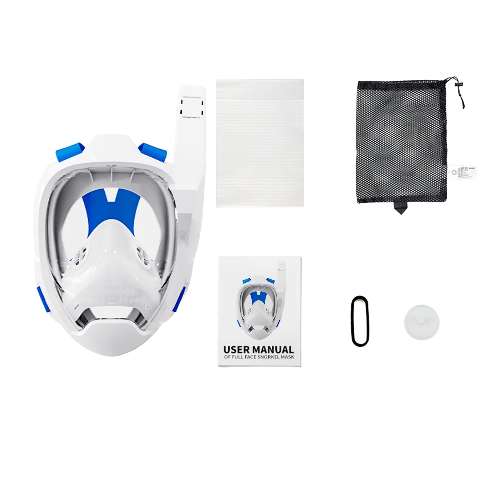 Aoresac Máscara de Snorkel de Cara Completa para Adultos Máscara Snorkel Cara Completa para Adultos Parte Superior Seca Respiración Natural A