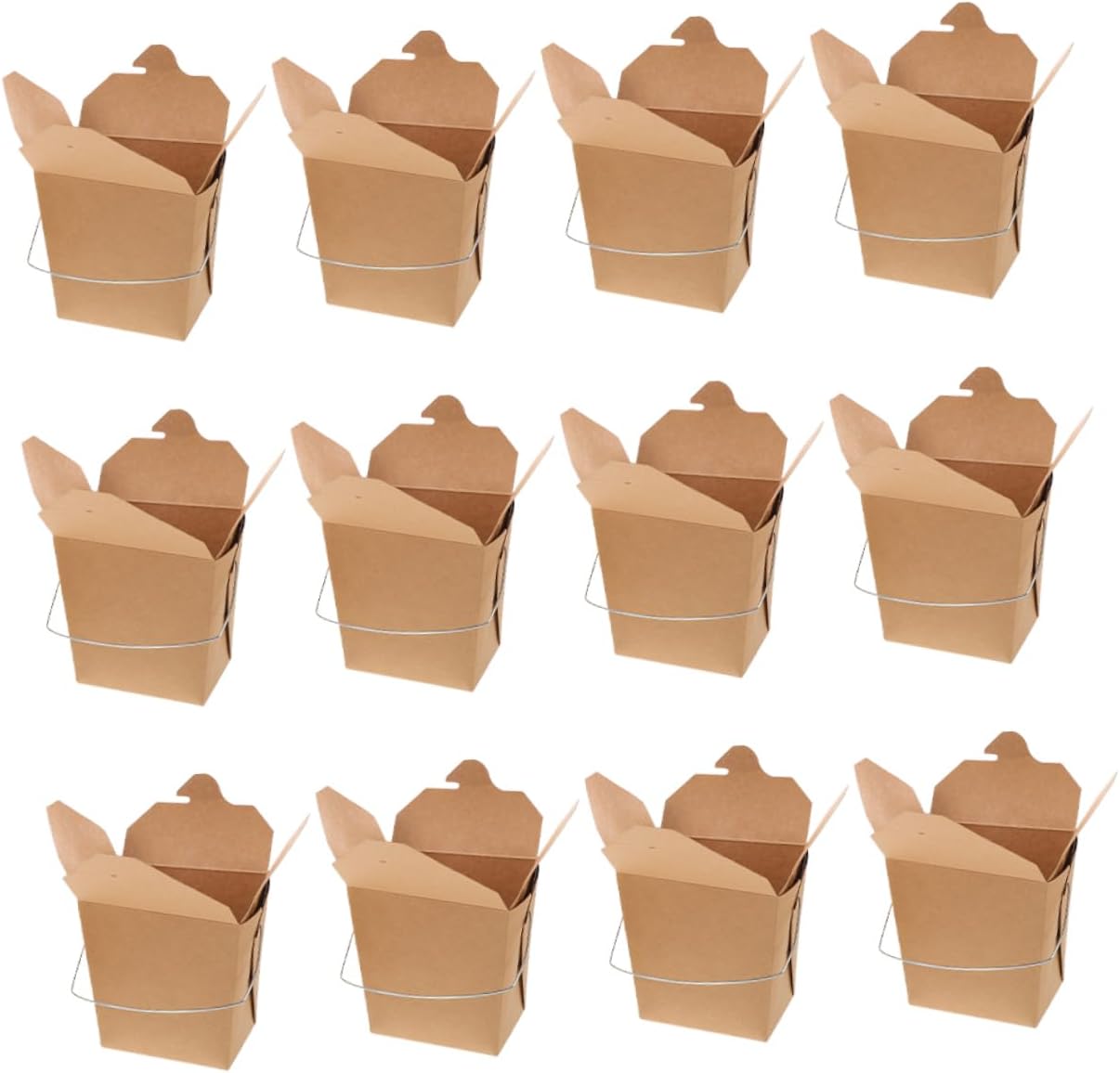 50pcs 26oz Khaki Paper Food Takeaway Box with Handle for Fried Chicken Xmas