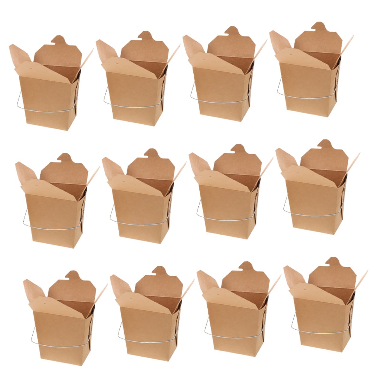 KICHOUSE 50pcs Boxes Takeout Boxes with Metal Wire Handle Portable Paper Food Packaging Containers for Easy The Go Dining for Family Gatherings Picnics and Office Lunches