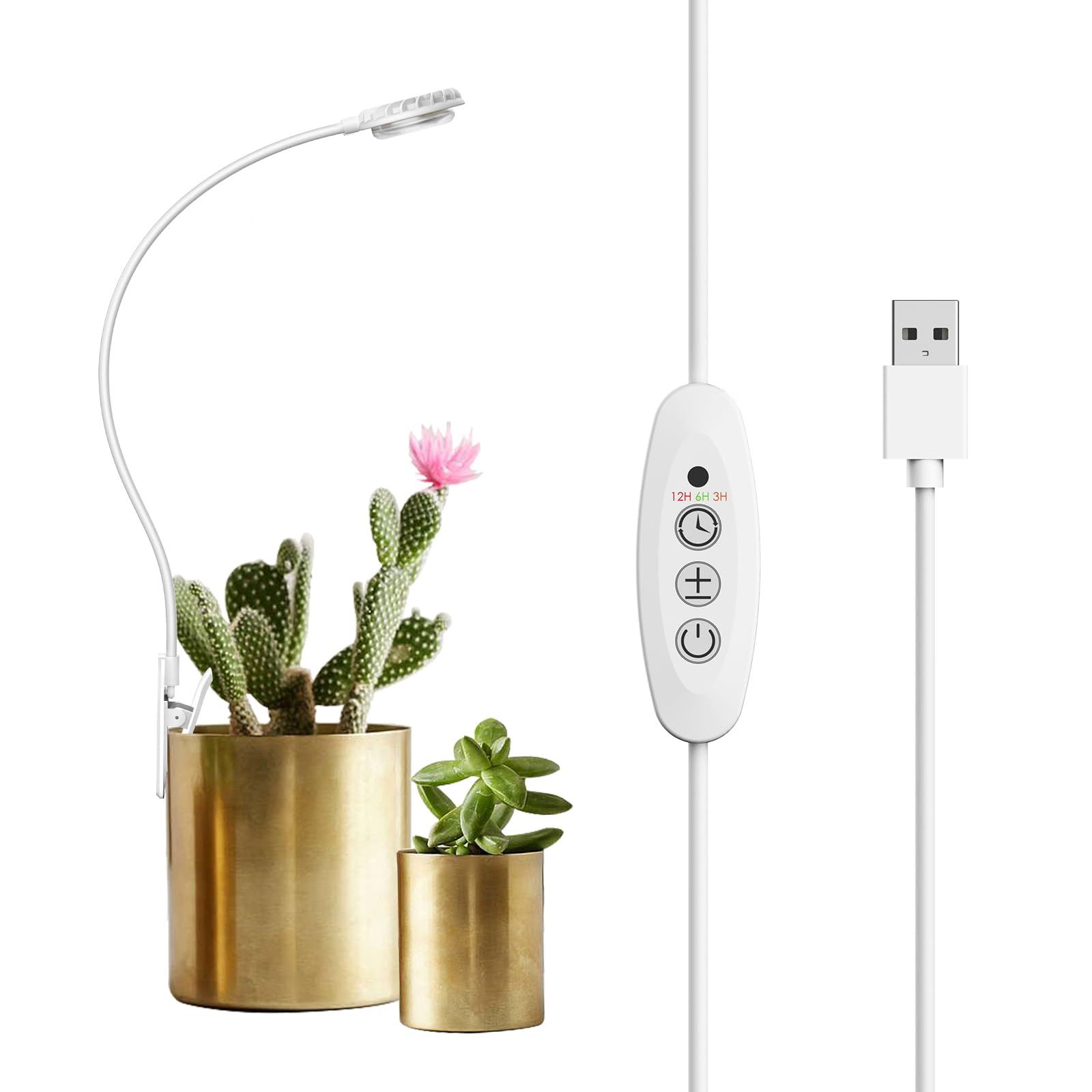 SANSI Grow Lights for Indoor Plants LED Full Spectrum Clip On Grow Light 4.5W Plant Light with 3/6/12 H Timer 4 Dimmable Levels, 1 Pack