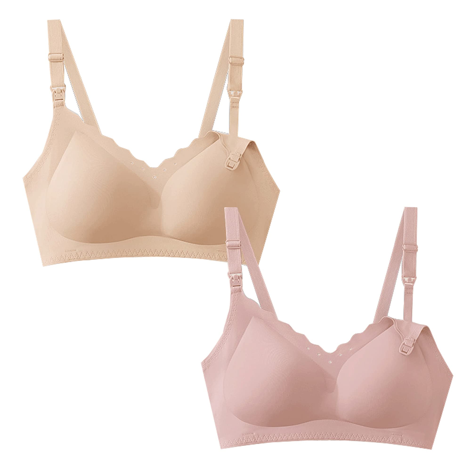 WENJUN Reggiseno Premaman Dormire Allattamento Premaman, Push Up Wirefree Reggiseni Allattamento Senza Cuciture Imbottito Bralette Pack 2 (Colore: A, Taglia : 2X-Large)