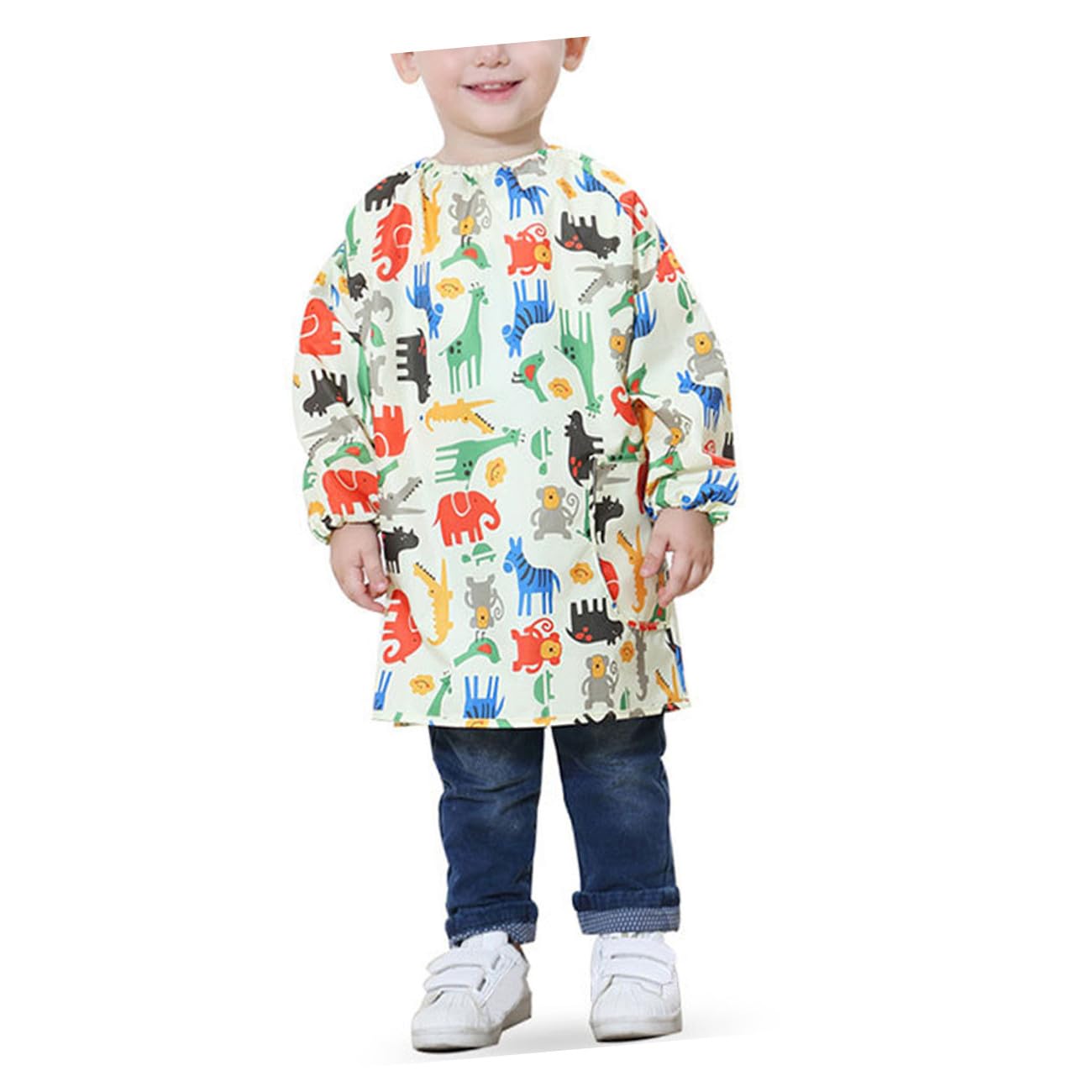 Alasum Tablier de Peinture Imperméable pour Garçon et Filles Blouse à Manches Longues Jaune M Vêtement de Protection Antitache en Polyester Respirant Activités Dessin et Bricolage