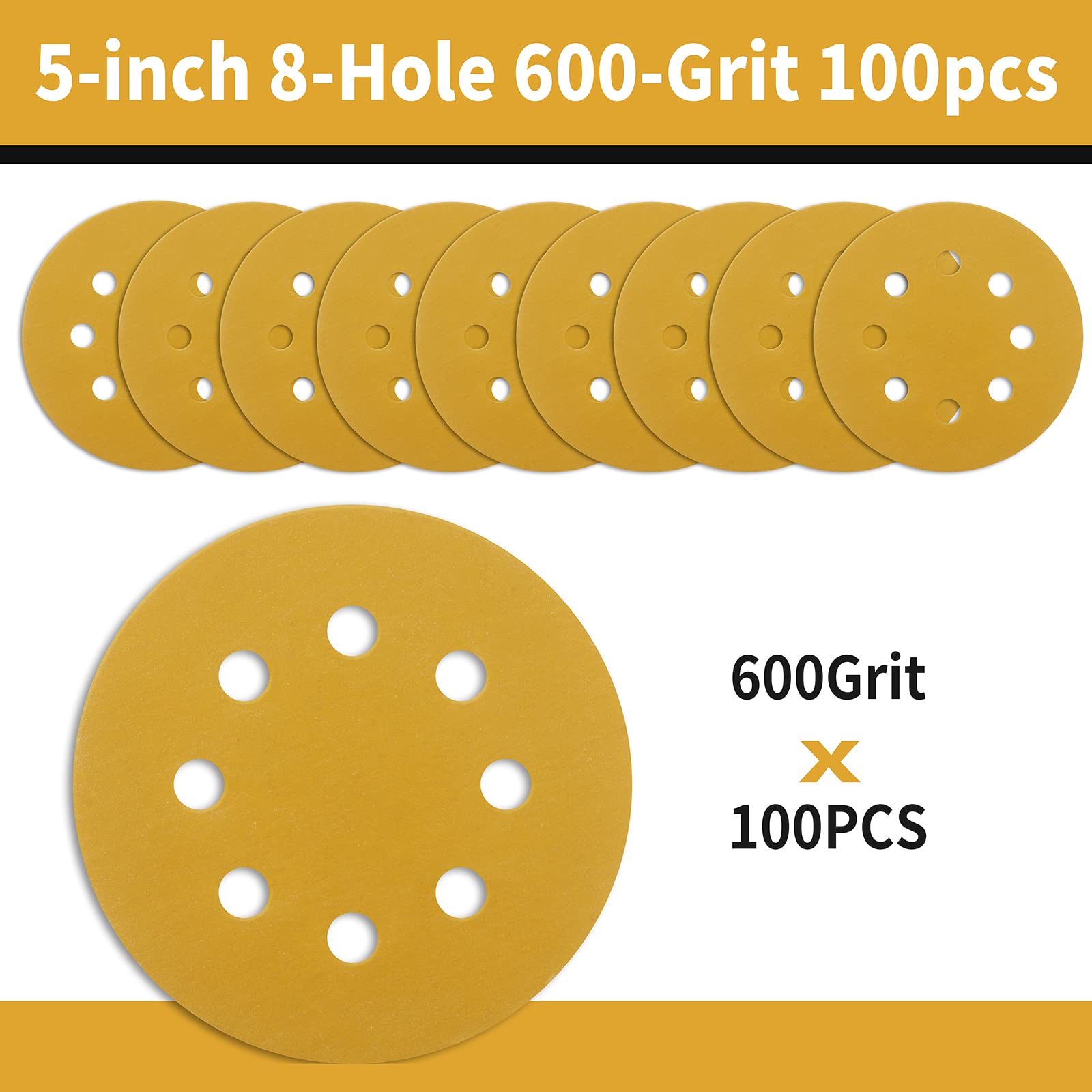 5 Inch Sanding Discs - 100 Pack Premium Aluminum Oxide -2 5 Inch Sanding Discs - 100 Pack Premium Aluminum Oxide -2