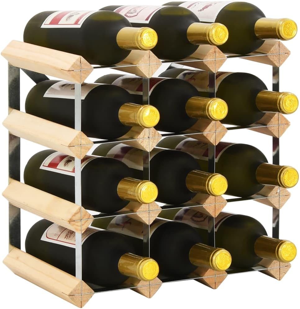 Estante para Vino de Madera de Pino Sólido para 12 Botellas