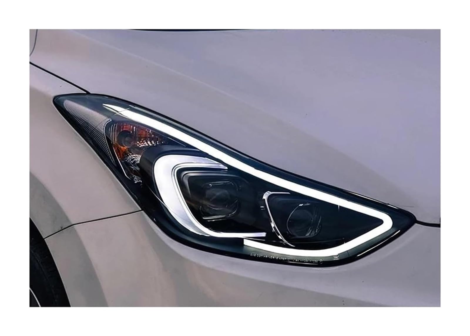 Lente de luz Intermitente para Hyundai Elantra 2012-2016 luz Diurna LED Lente bixenón luz de Cruce y Carretera luz de estacionamiento Faro antiniebla Conjunto de Faros (6000K 35W)