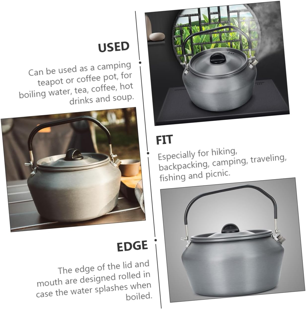 1pc Portable Camping Kettle Capacity Teakettle for Outdoor Picnics and Hiking Quick Heat Conduction -ironing Design for Traveling and Fishing