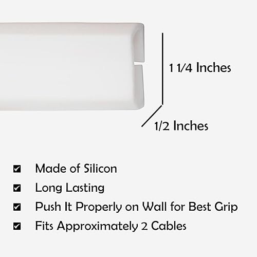 Miniatura 6 de Rubber Bond Protector de cable oculto de cable de TV, resistente y autoadhesivo, cubierta de cable de pared, organizador de cables de perfil bajo,