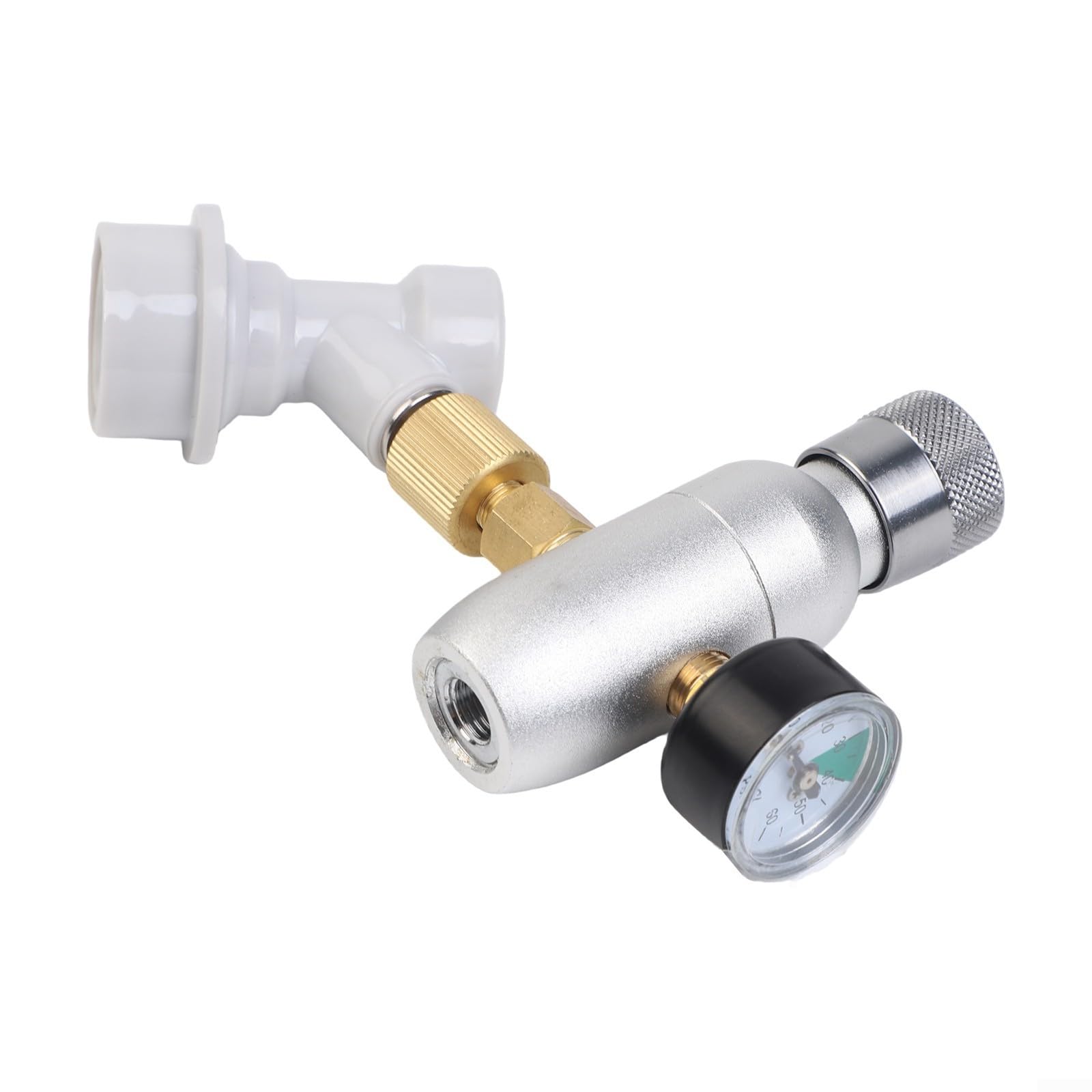 Keg reduktor ciśnienia 0-60 psi z aluminium z przyłączem gazu do mini regulatora, Homebrew karbonator, srebrny