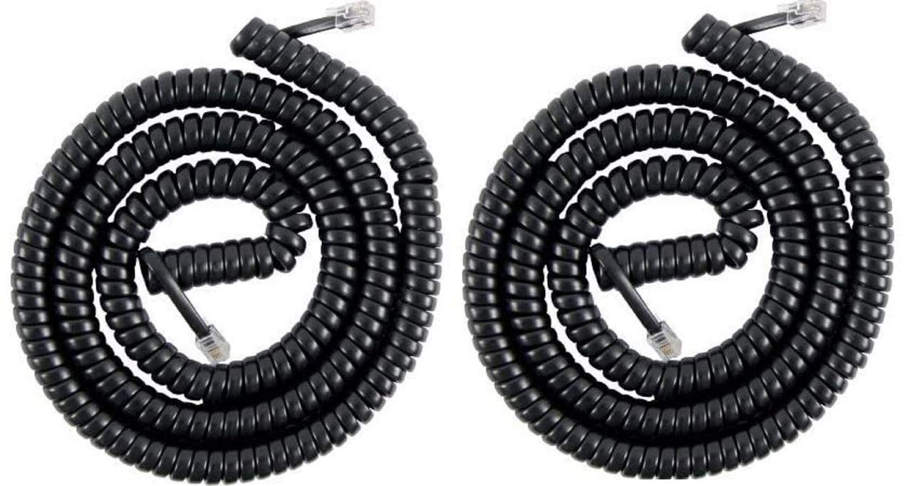 DKURVE Telephone Handset Phone Extension Curly Coil Line Cable (Pack of 2)