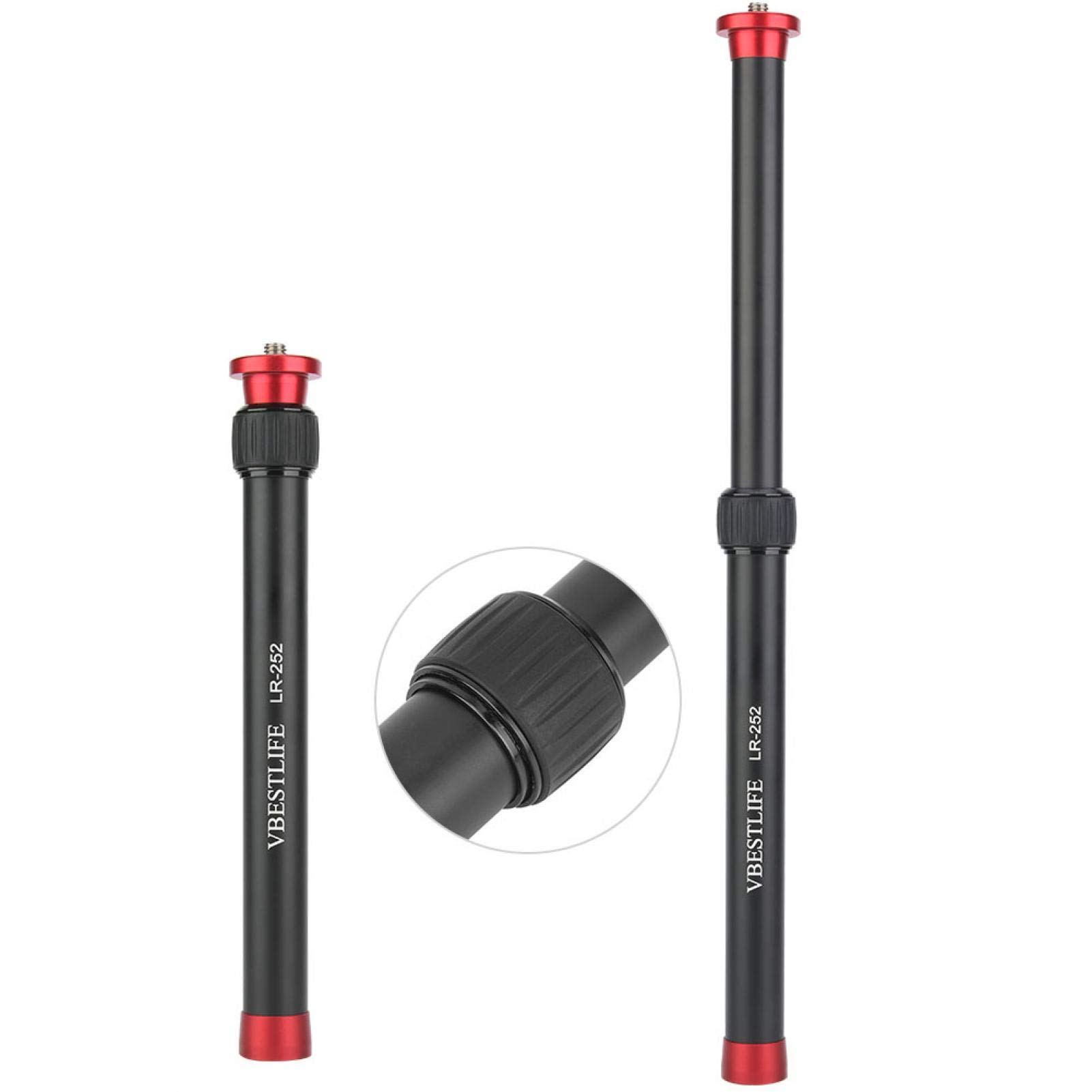 Tige d'extension rétractable, Tige d'extension pour cardan avec vis 3/8 et 1/4 vis, Tige télescopique 26,5-44 cm Tige d'extension pour Appareil Photo Reflex numérique.
