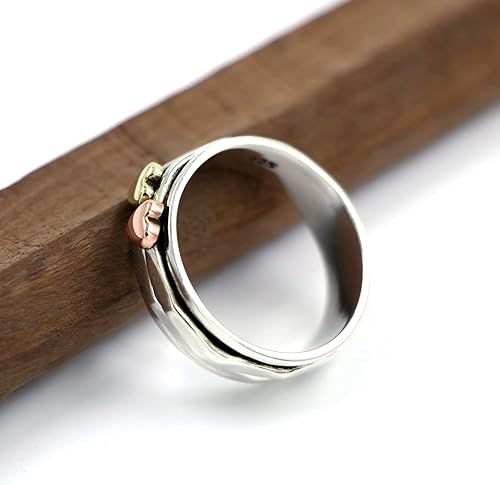Miniatura 3 de Anillo giratorio de corazón de plata de ley 925 para mujer, anillo de plata 925, anillo de meditación de corazón, anillos para el pulgar, anillos