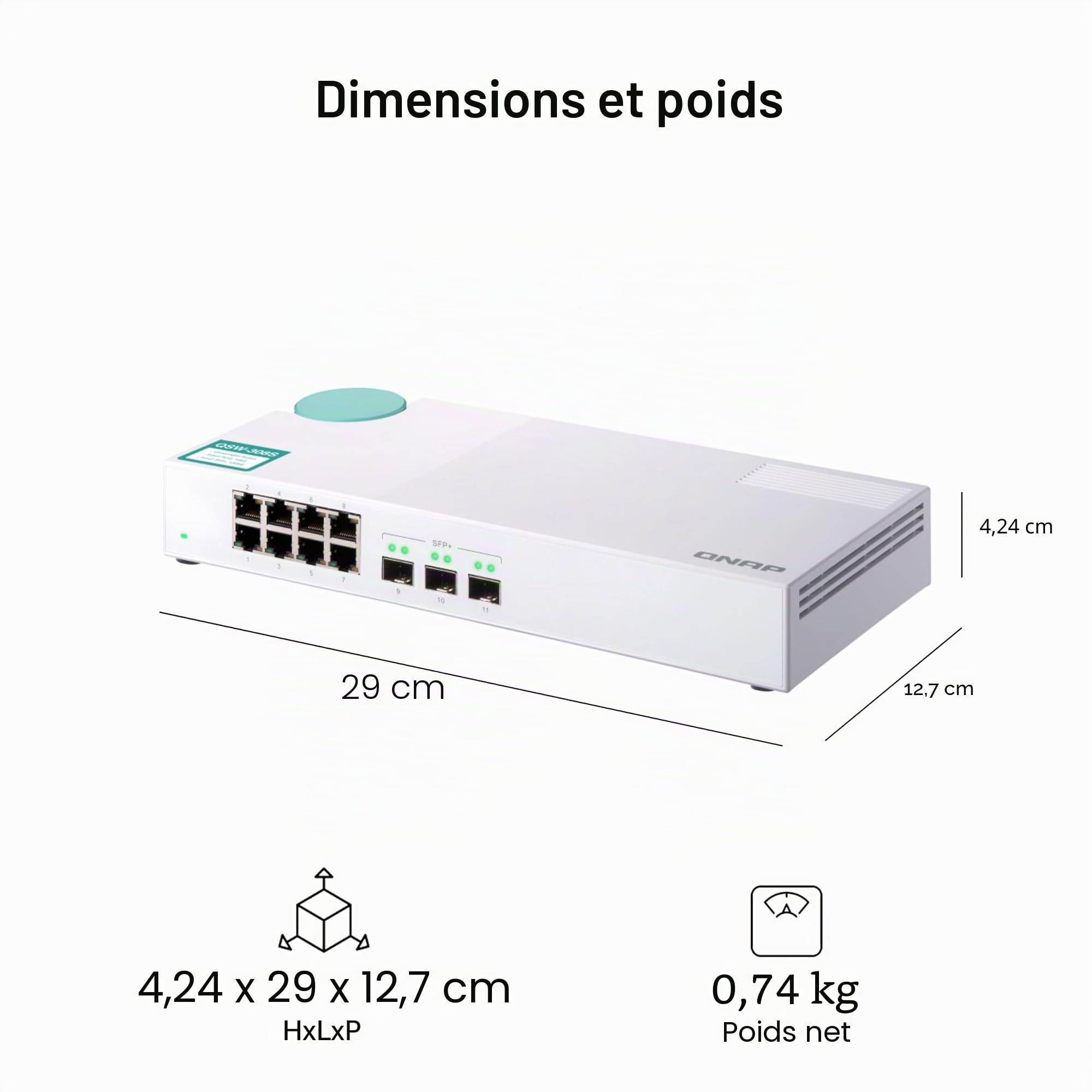 QNAP QSW-308S commutateur réseau Non-géré Gigabit Ethernet (10/100/1000) Blanc