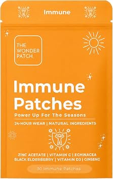 Immune Patches 30 Pack | Vitamin C, Ginseng, Echinacea, Vitamin D3, Zinc, Black Elderberry | Made in the UK
