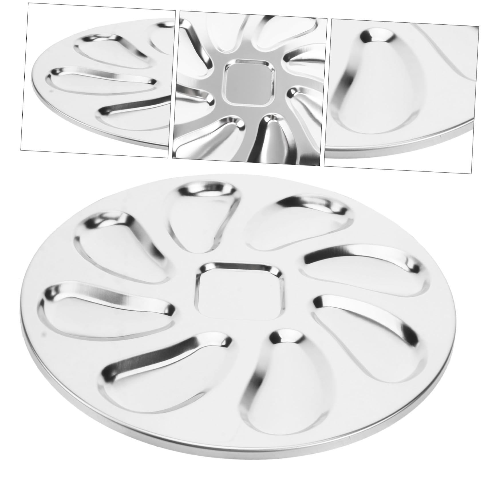 Plato para Ostras de Acero Inoxidable Resistente la Oxidación con Ranuras para Salsa para Horno para Mariscos Aperitivos y Uso Restaurantes
