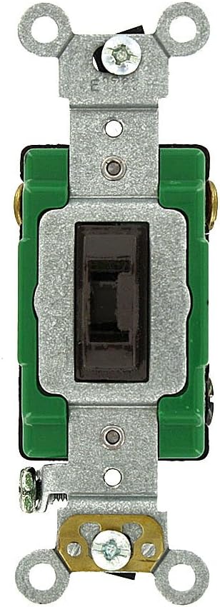 Leviton 3033-2L 30 Amp, 120/277 Volt, Toggle Locking 3-Way AC Quiet Switch, Extra Heavy Duty Spec Grade, Self Grounding, Back and Side Wired, Brown