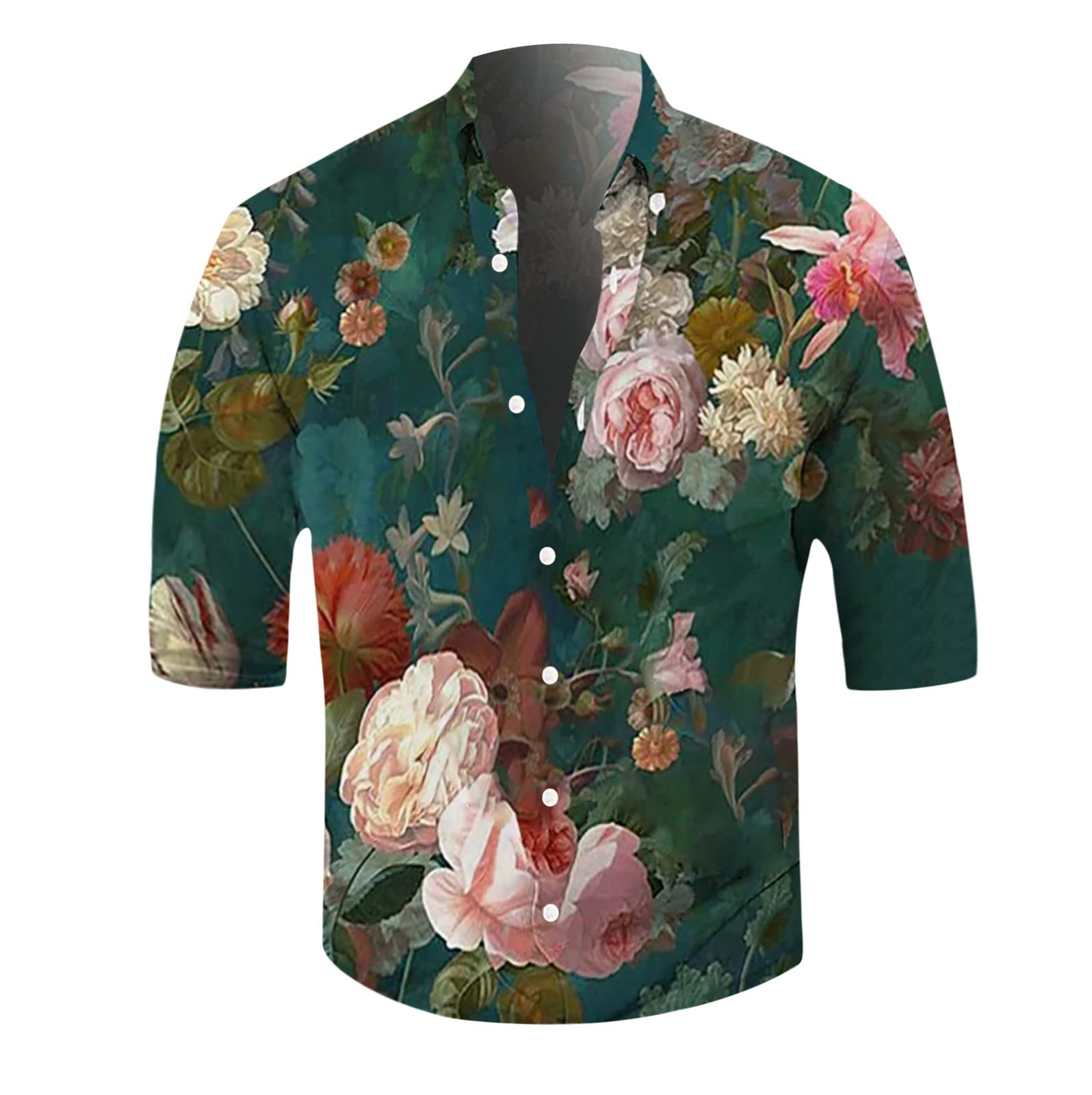 Mens T-Shirts Casual Shirt Denim Work Shirts T Shirts For Men UK S Men's Silk Shirt Button Down Flower Dress Shirts Short Sleeve Button Down Business Casual Shirts Wedding Work, Jsx2-grey, XXL