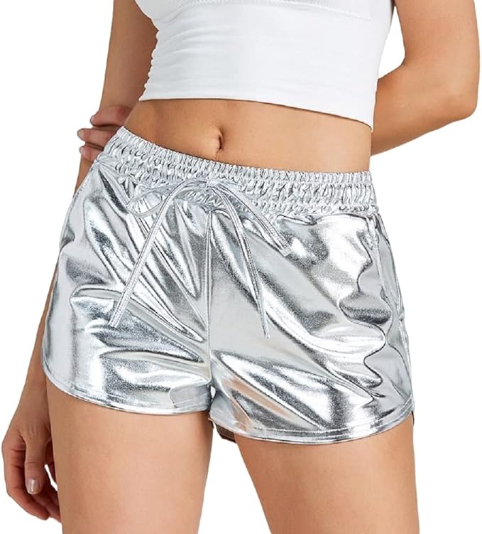 ✨Sparkle & Shine! Silver Metallic Shorts for Dancing & More ✨