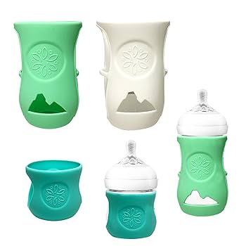 240ml Silicone Sleeves With Handles For Natural Glass Baby Bottles Breakage Sleeve Compatible With Holders