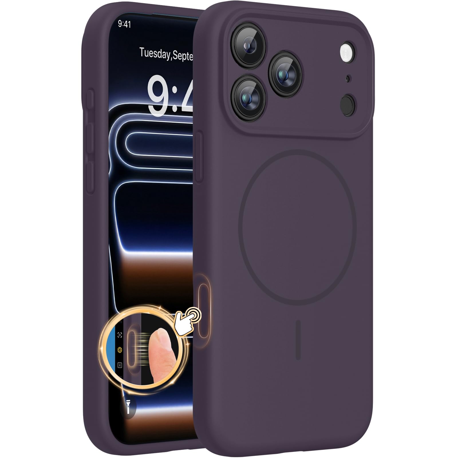 Miracase Silicone &amp; Magnetic for iPhone 17 Pro Max Case, Dark Purple