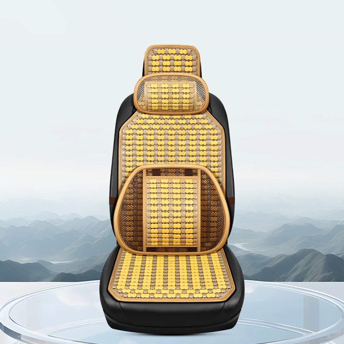 1pcs Car Seat Cushion, Breathable Comfortable Anti-Slip Summer Bamboo Sheet Cooling Seats Set in All Seasons for Car Home Office Chair, Beige
