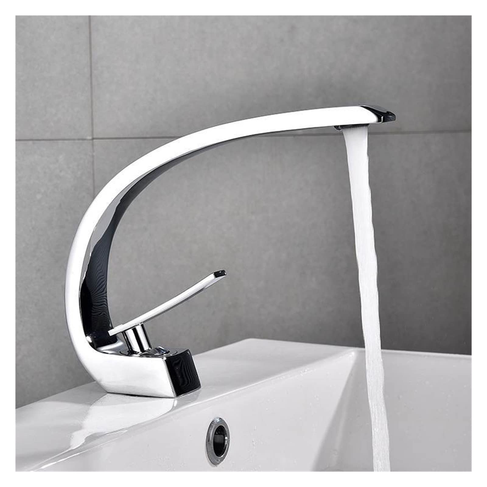 Mitigeur en cuivre pour lavabo de salle de bain argenté finition luxe