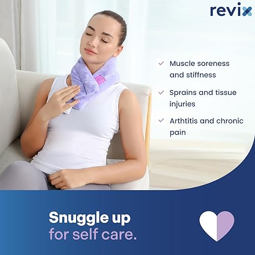 Miniatura 6 de REVIX Almohadilla térmica para el cuello para microondas, con calor húmedo para estrés, calentador de cuello para microondas para mujer, paquete