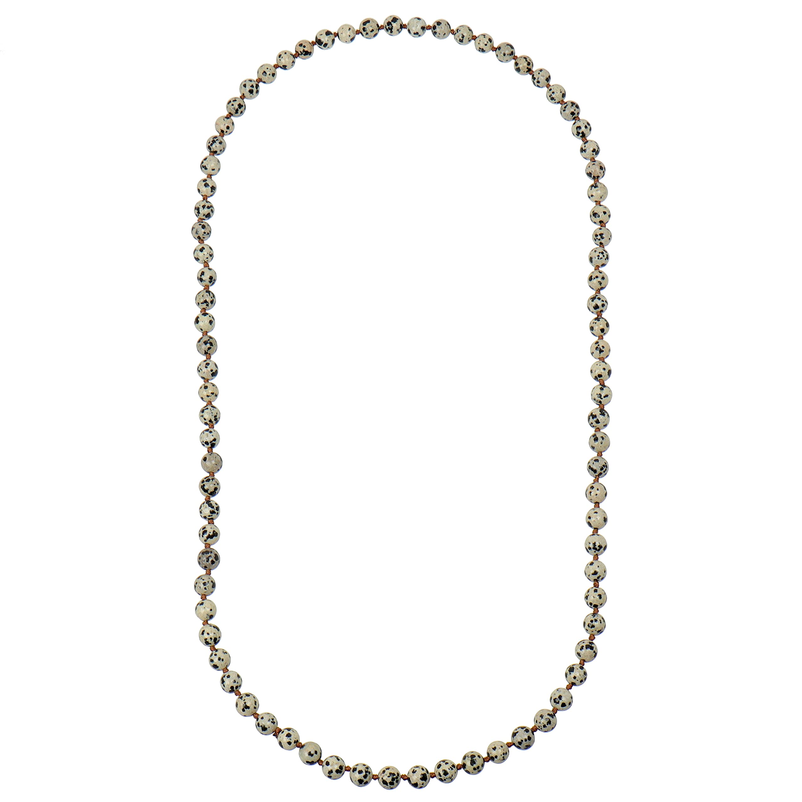 ELEDORO® Damen Edelstein-Kette 80 cm – 8 mm Naturstein-Perlenkette handgeknotet | Ohne Verschluss | Spiritueller Schmuck aus Aventurin, Jaspis, Amethyst u.v.m.