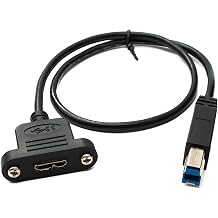 System-S USB 3.0 Cable 50cm Micro B Female to 3.0 Type B Male Panel Mount Screw Adapter 5Gbps 100W