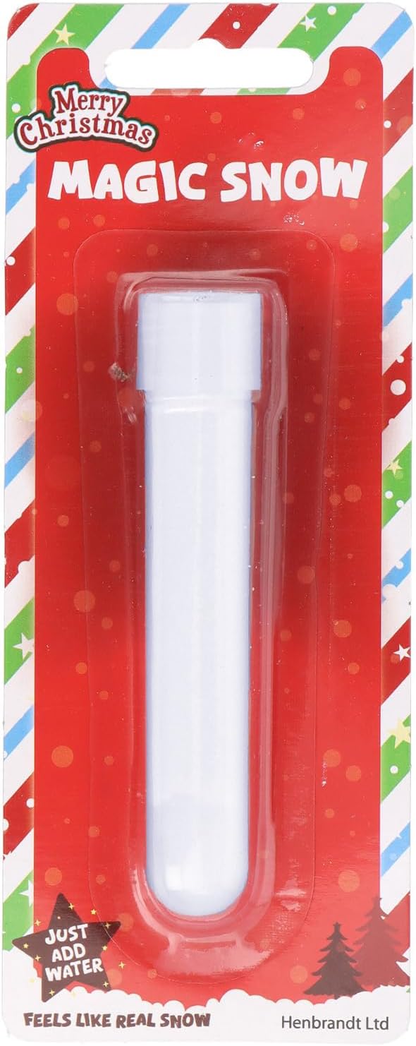 HENBRANDT 1x Magic Snow Tube 12cm Vial Christmas Time Instant Snow Powder DIY Xmas Slime Fake Snowflakes for Winter Wonderland Christmas Party Decorations