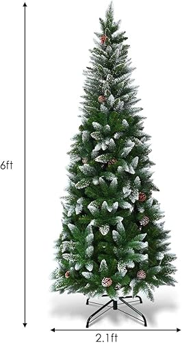 Miniatura 8 de Generic CHEFJOY - Árbol de Navidad con forma de lápiz, con conos de pino, árbol de Navidad con bisagras y soporte de metal, fácil de montar para el