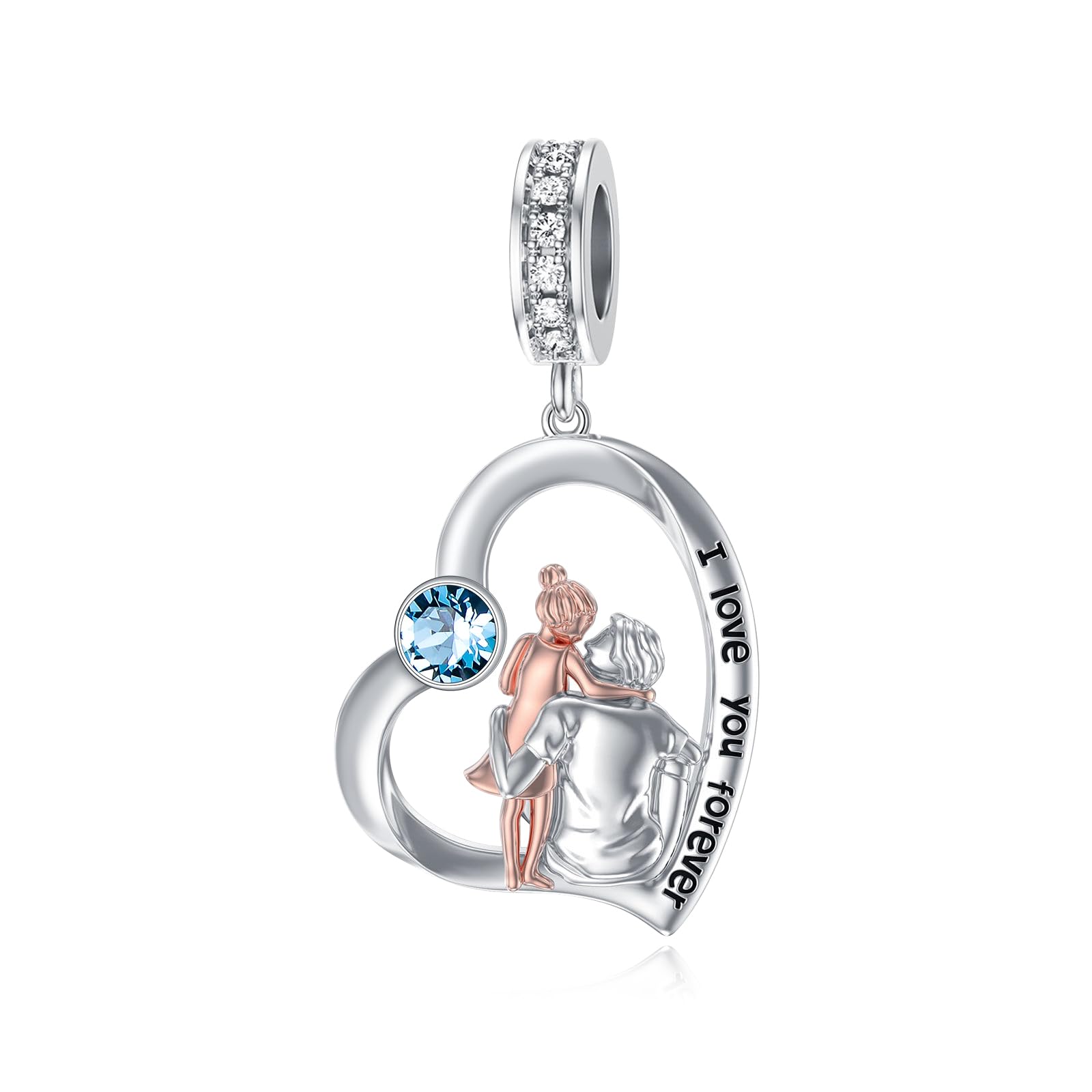 PROESS Father Mother Daughter Charm fit Charms Bracelet Sterling Silver Charms for Bracelets Birthday Valentines Day Gifts for Daughter Mother Lover