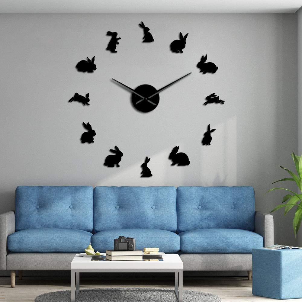 Horloge miroir lapin pour chambre de bébé et décoration murale ludique de pépinière