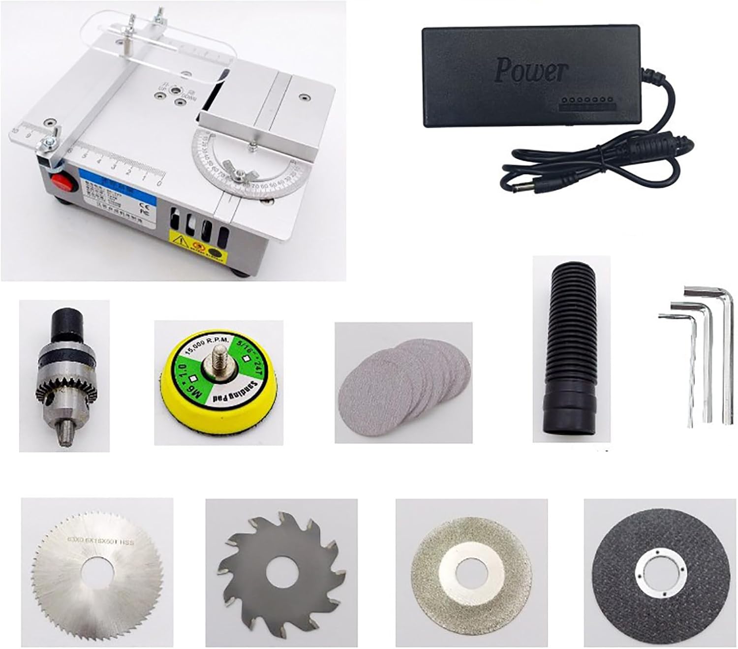 Liftable Mini Table Saw & Engraving Station | with Flexible Shaft, 7-Speed Table Grinder and Vacuum Tube for Woodworking, Acrylic and PCB Cutting,C