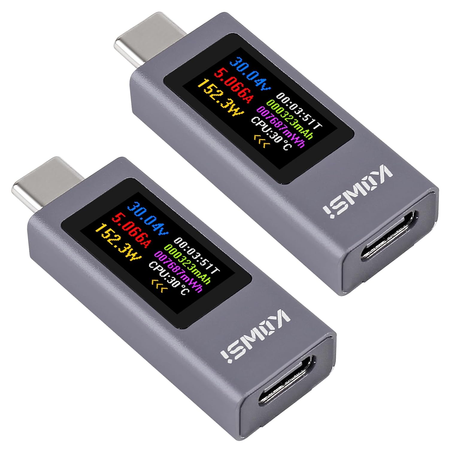 UMLIFE 2PCS 360W USB C Tester Power Meter, 4-30V 0-12A Type-C PD Tester Digital Multimeter, Power Voltage and Current Tester Meter, Power Bank Capacity Voltmeter USB Cable Charger Detector