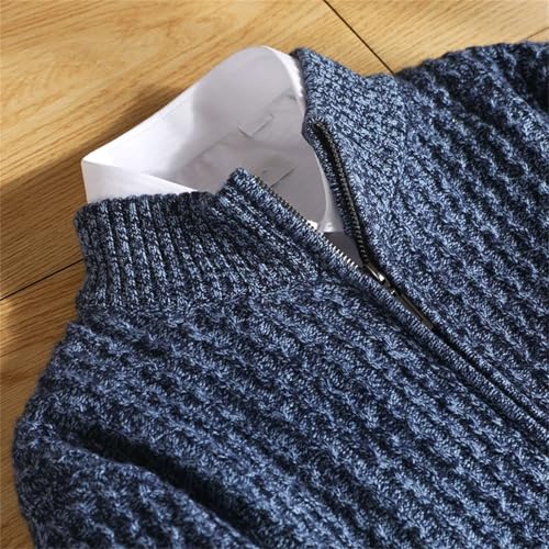 Men's Merino Wool Knit Cardigan Sweater High Collar Long Sleeve Zipper Thick Fall Winter Outerwear3