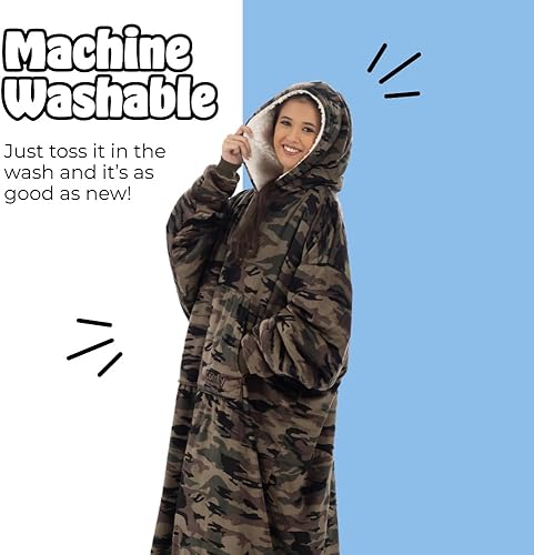 Miniatura 140 de THE COMFY Original - Manta de forro polar de microfibra con forro sherpa, diseño de gran tamaño con capucha y bolsillo de Shark Tank Aqua