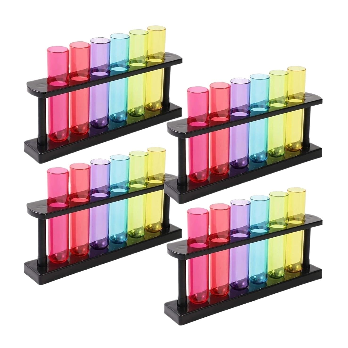Reagenzglashalter Ständer 4er-Pack Reagenzgläser aus Kunststoff mit Gestell for Partys, Pflanzenvermehrung, Schnapsglashalter for die Wissenschaft Werkzeug Laborzubehör