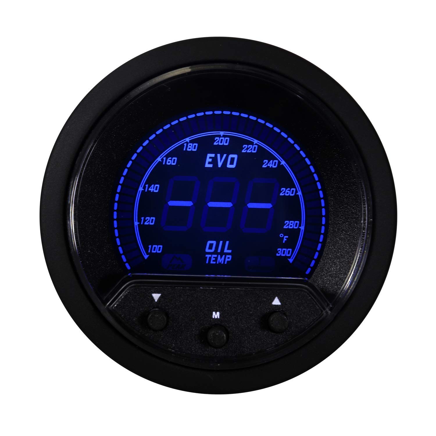 EVO Series Oil Temperature Gauge °F Blue Red White Green Backlit Warning Function Peak Recall Included Waterproof Sensor Kits