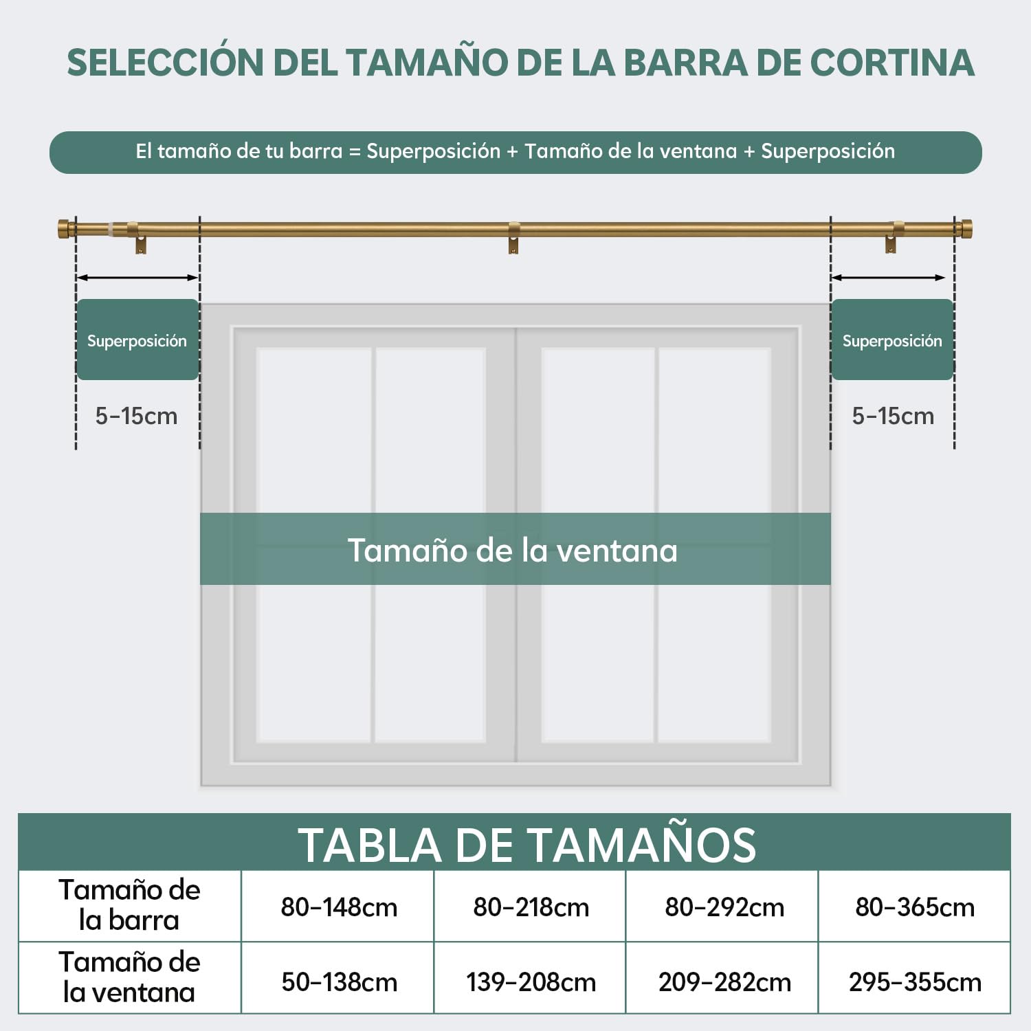 Asta per Tende Allungabile 80-218 cm Ottone 25 mm Soffitto Parete Metallo