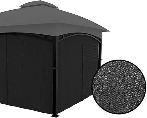 Miniatura 3 de Gazebo - Cortina de privacidad de repuesto universal de 4 paneles de pared lateral con cremallera (solo curciano) (10 x 12 pies, negro)