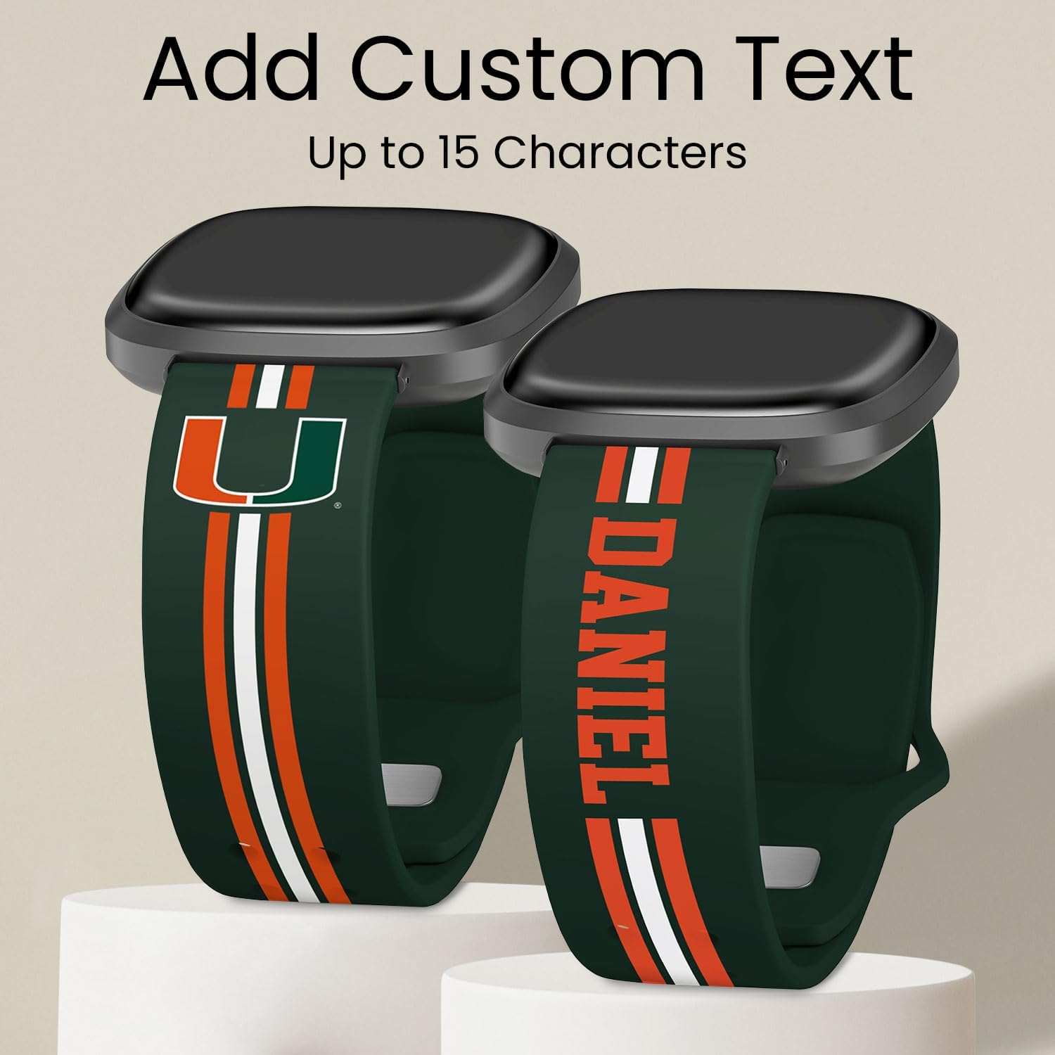 Affinity Bands Miami Hurricanes HD Watch Band Compatible with Fitbit Versa 3 and Sense