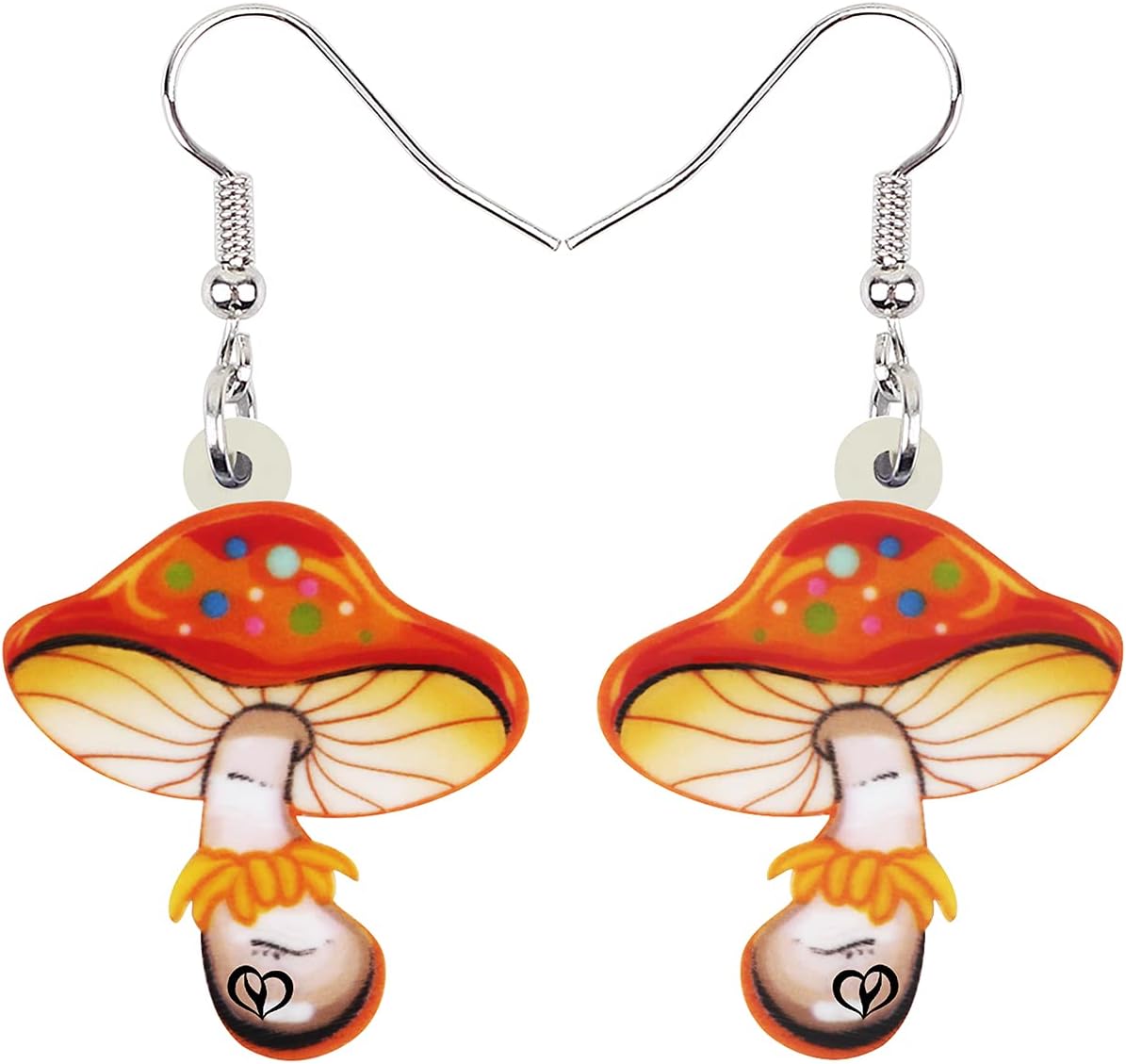 BONSNY Sweet Floral Acrylic Dangle Mushroom Earrings for Women Jewelry Gifts Novelty Funny Charms