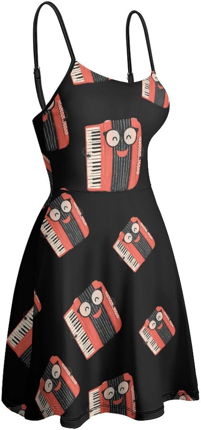 Accordeon Short Cami Dress for Women Adjustable Spaghetti Strap Flowy Sundress Beach Vacation